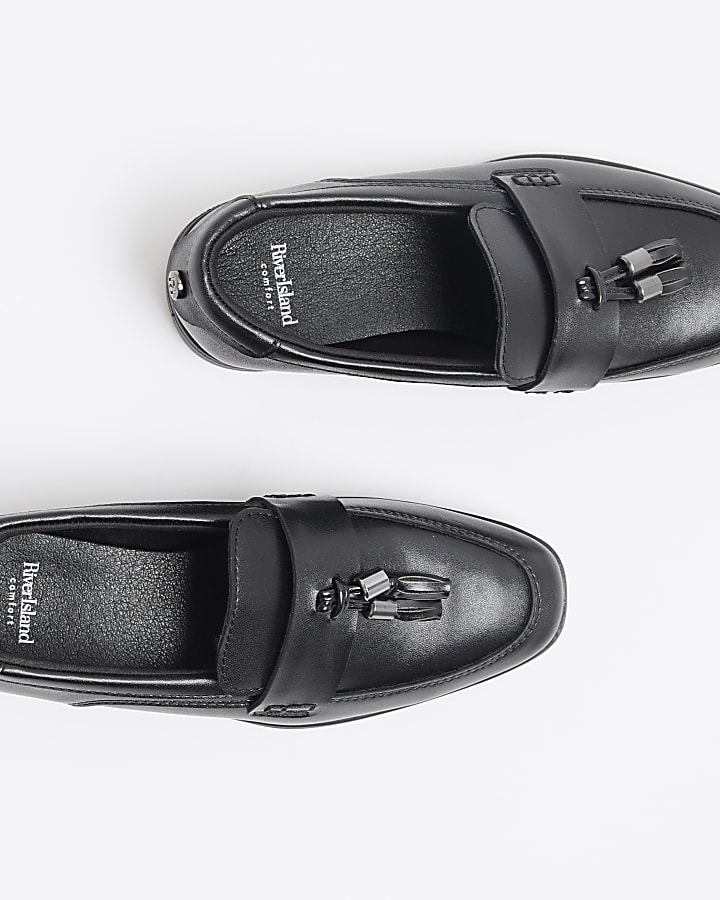 Boys black tassel loafers