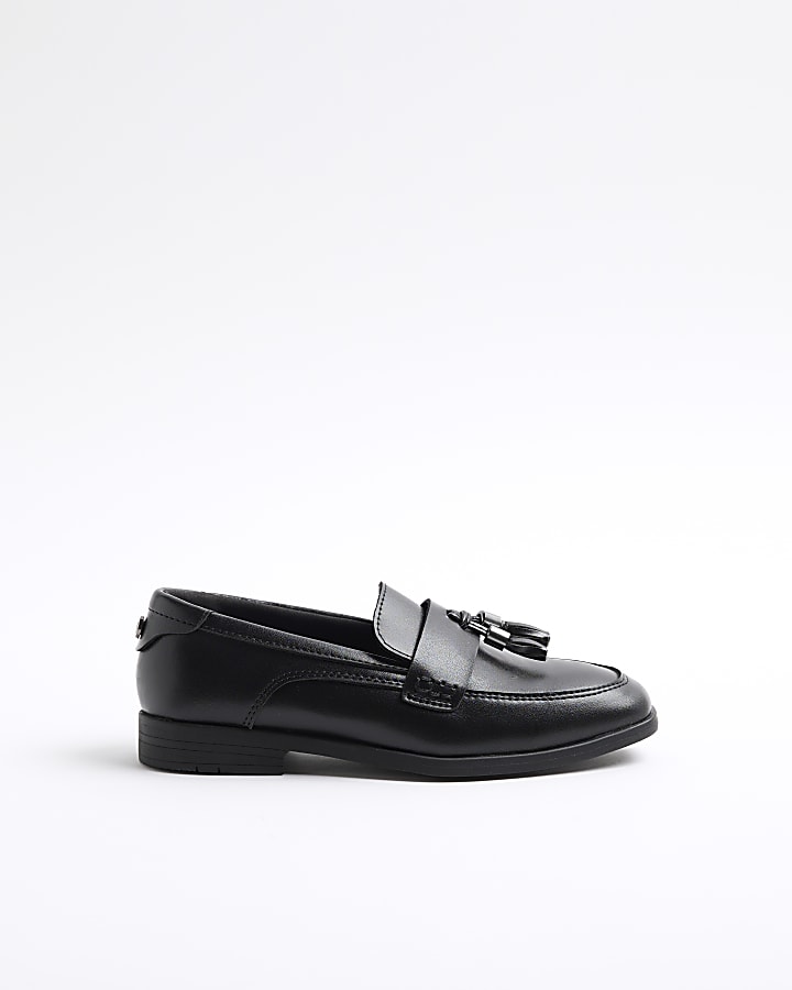 Boys black tassel loafers