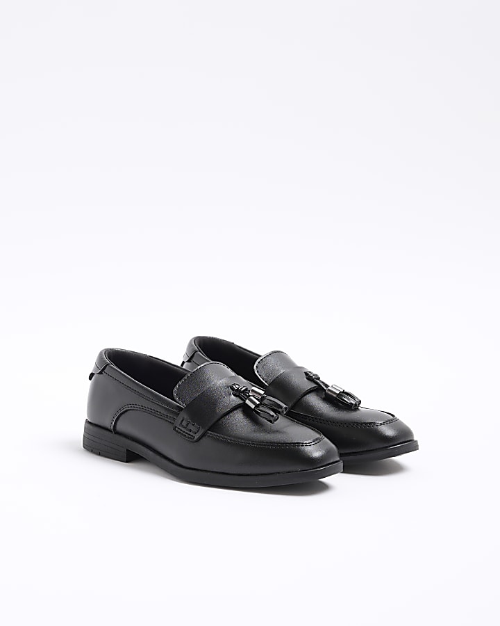 Boys black tassel loafers