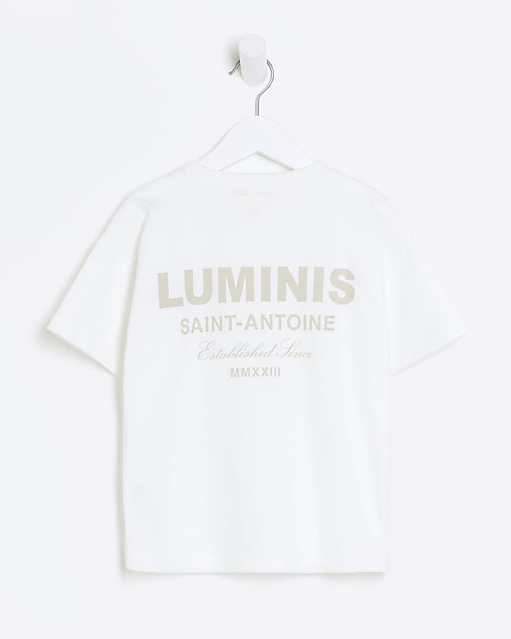 Mini boys white graphic t-shirt