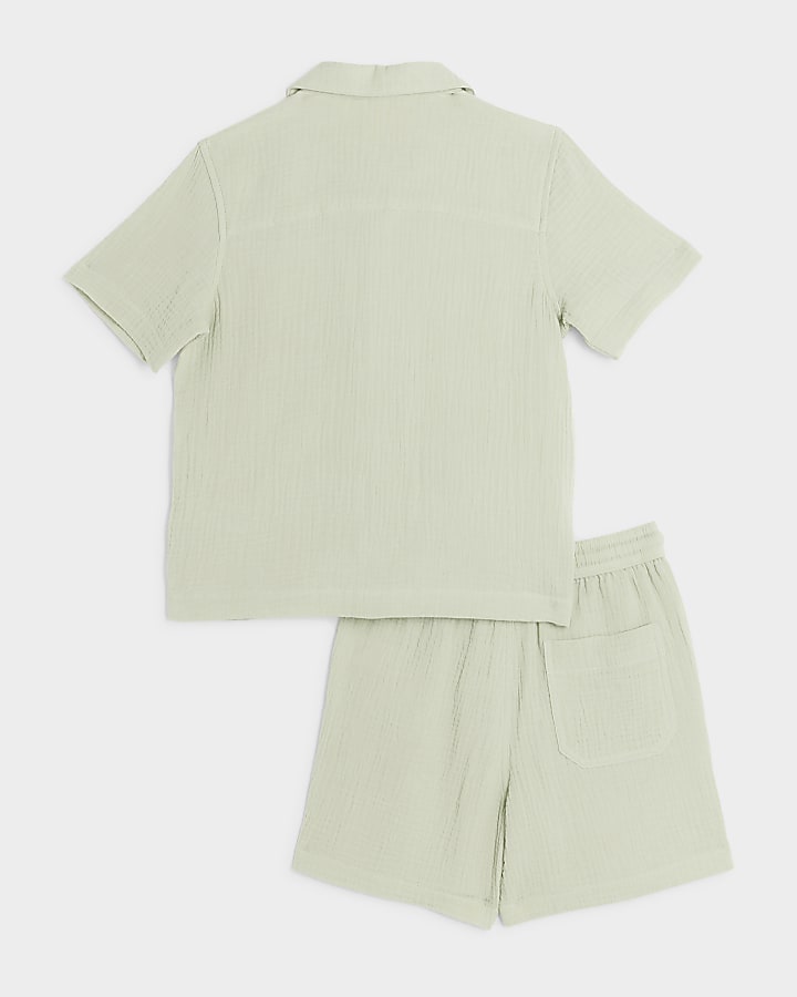 Boys green cheesecloth shirt set