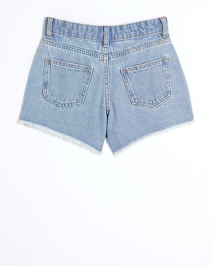 Girls blue pleated denim skort