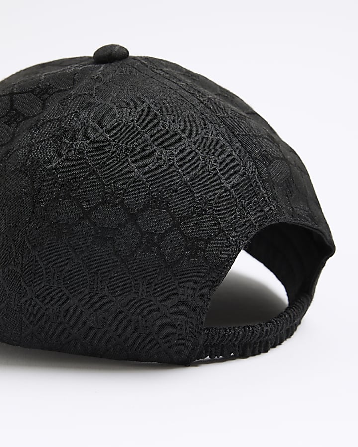 Mini boys black jacquard monogram cap