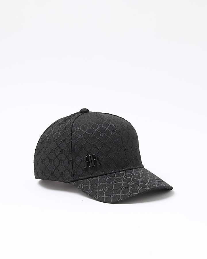 Mini boys black jacquard monogram cap