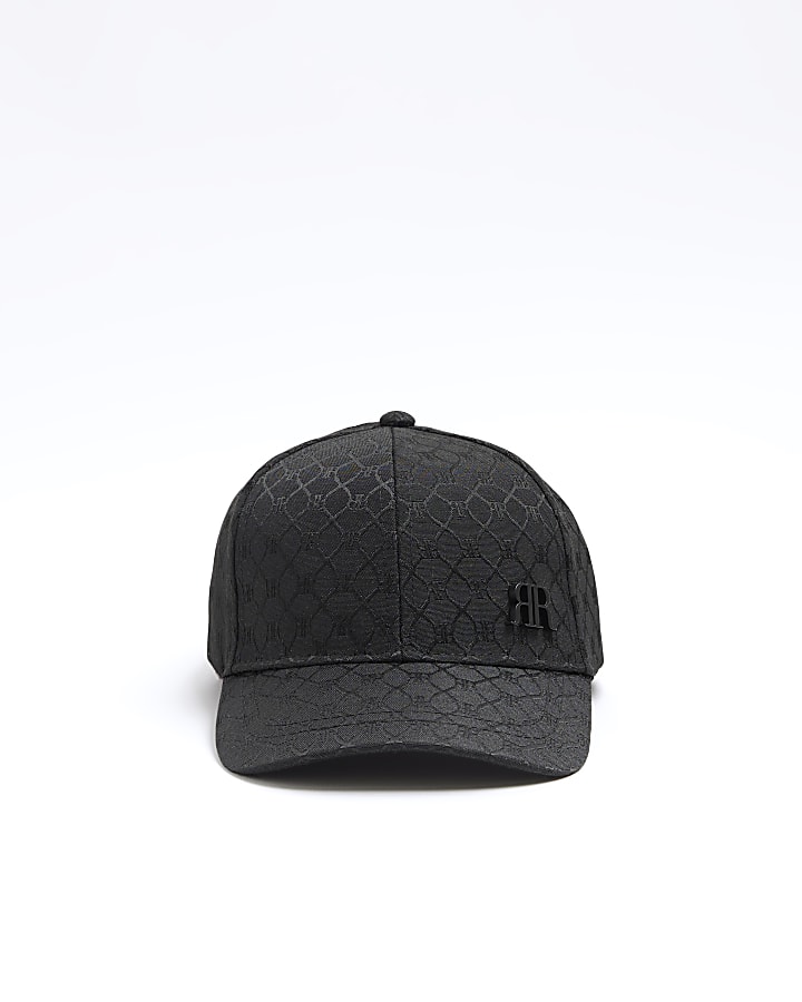 Mini boys black jacquard monogram cap