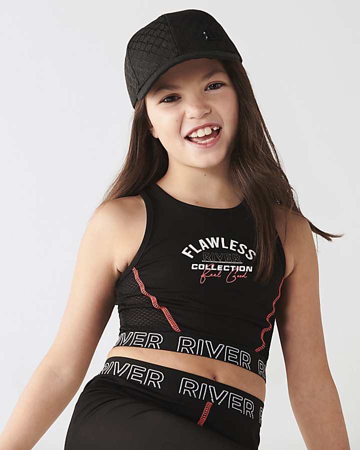 Girls black RI Active mesh panel tank top