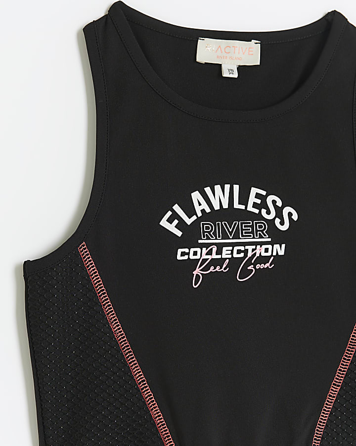 Girls black RI Active mesh panel tank top