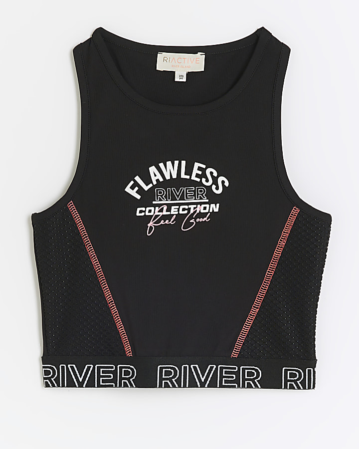 Girls black RI Active mesh panel tank top