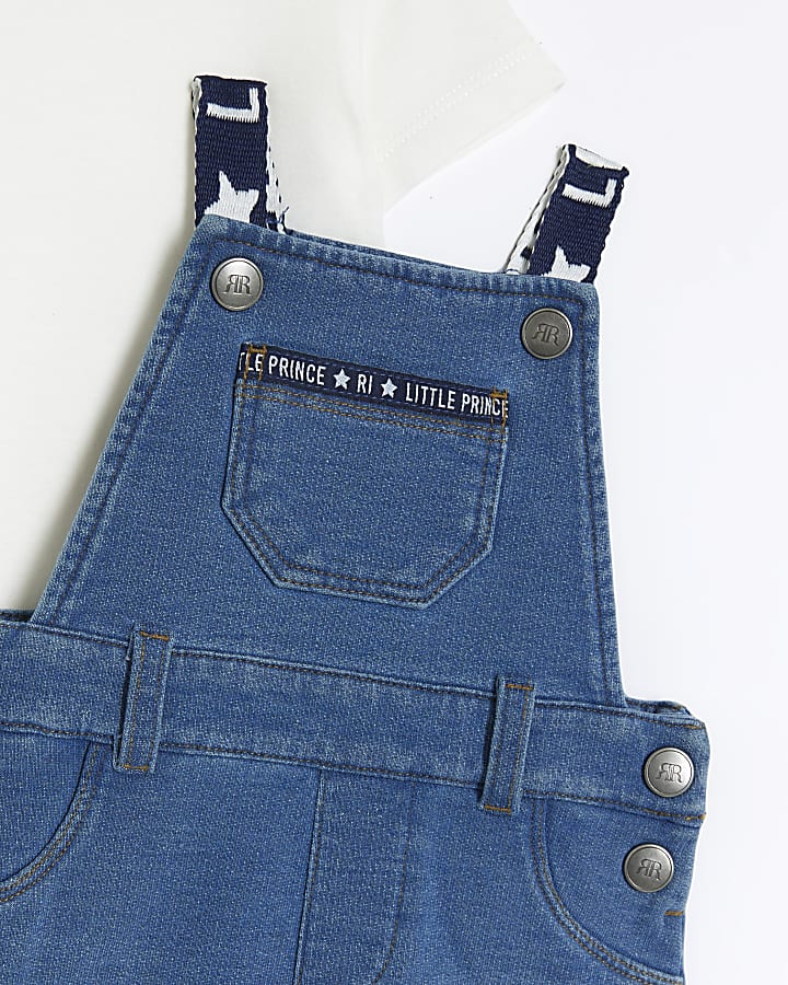 Baby boys blue denim dungarees set