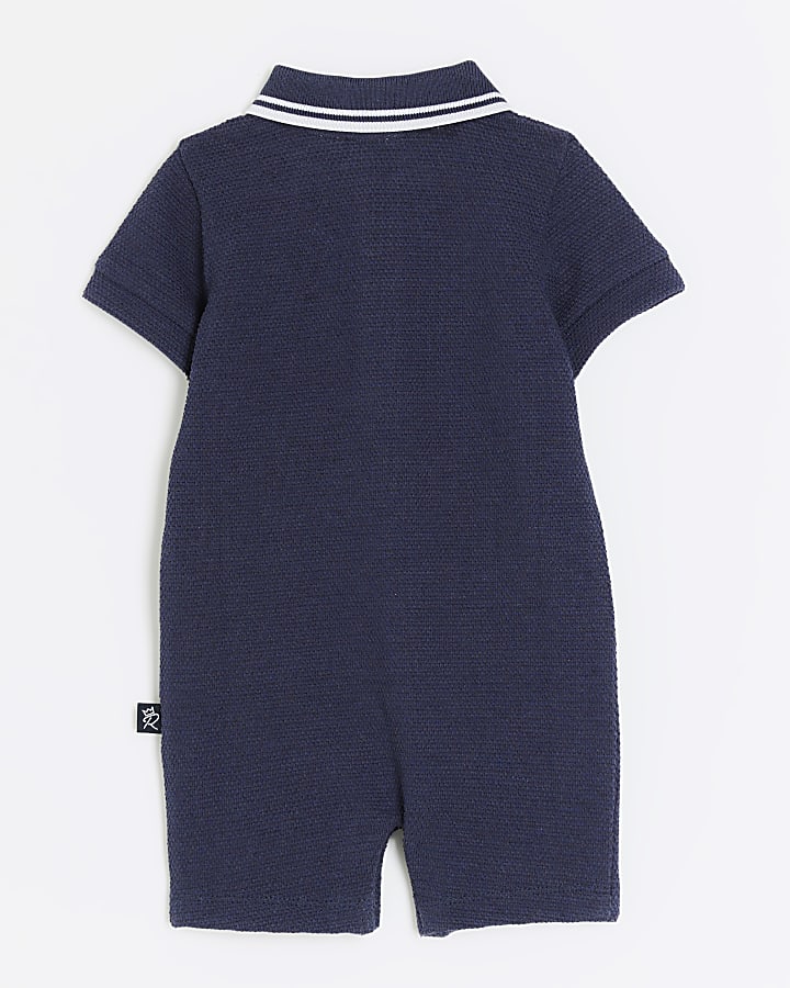 Baby boys navy polo all in one