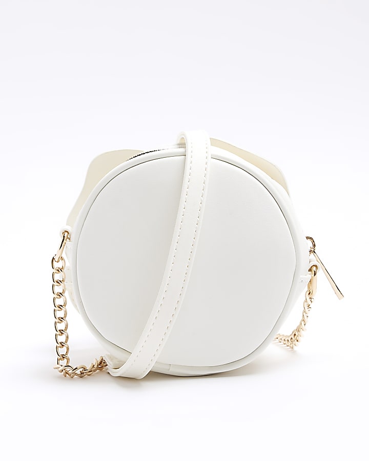 Girls white flower cross body bag