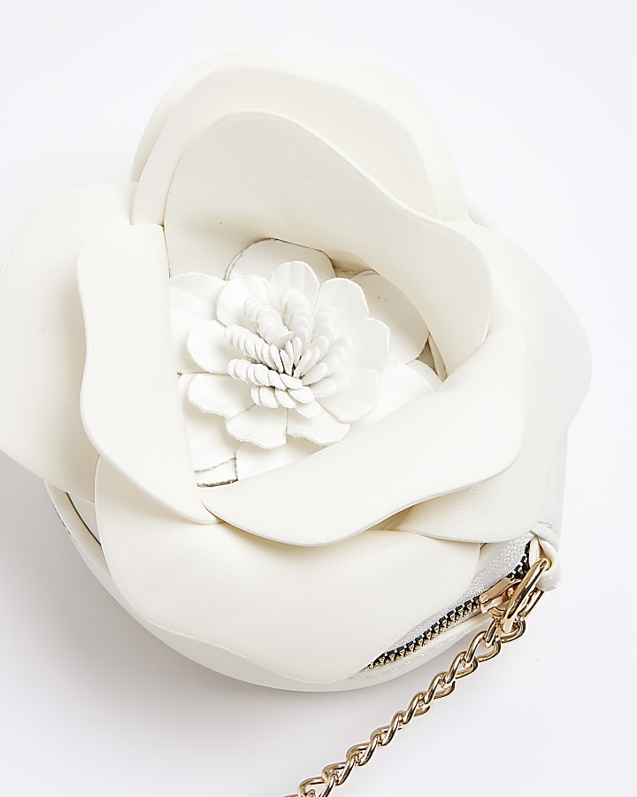 Girls white flower cross body bag