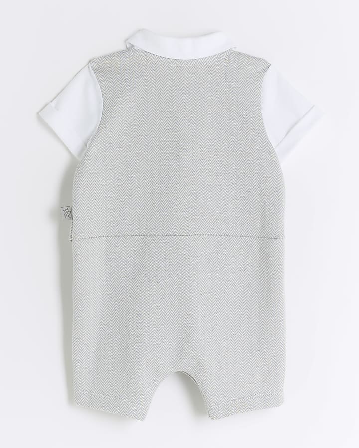 Baby boys grey waistcoat all in one