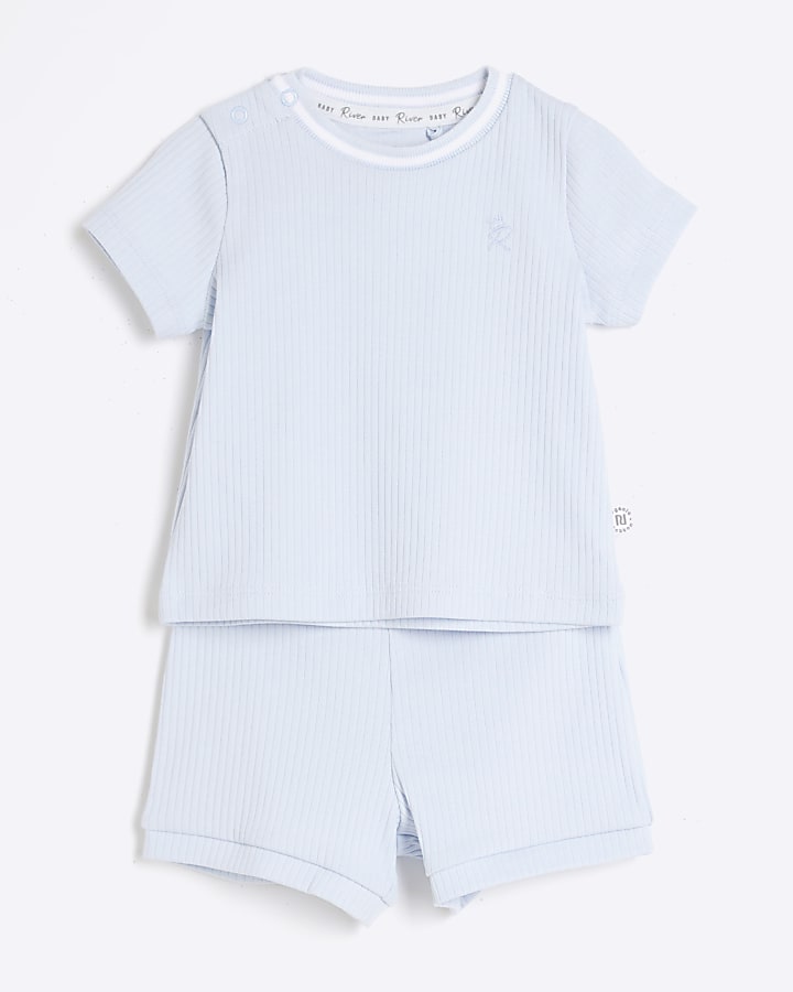 Baby boys blue tipped t-shirt and shorts set