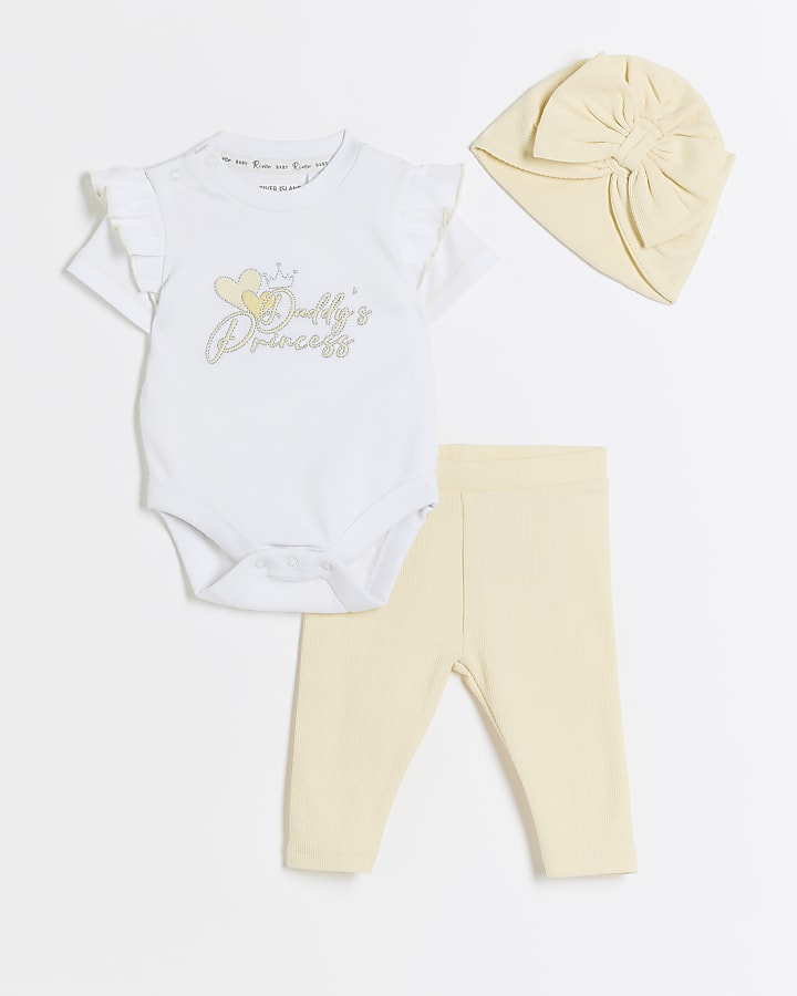 Baby girls yellow turban 3 piece set