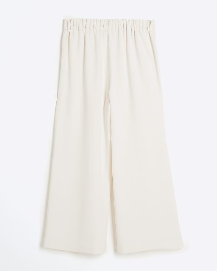 Girls white wide leg trousers