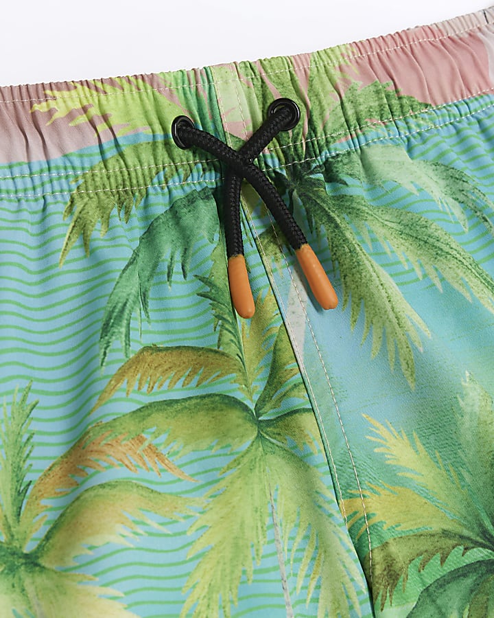 Boys green tiger graphic swim shorts