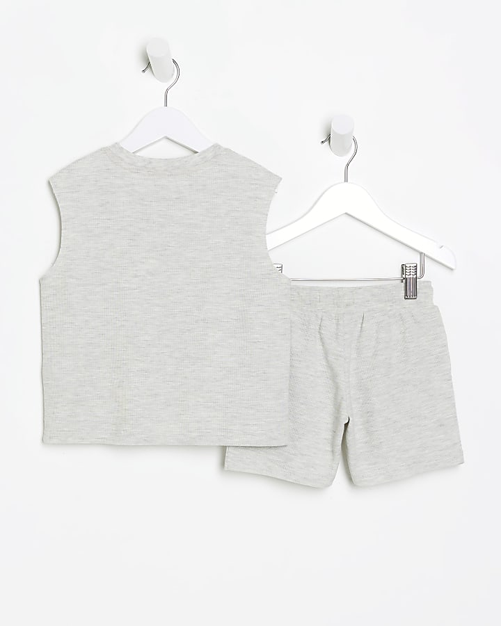 Mini boys grey skater tank set