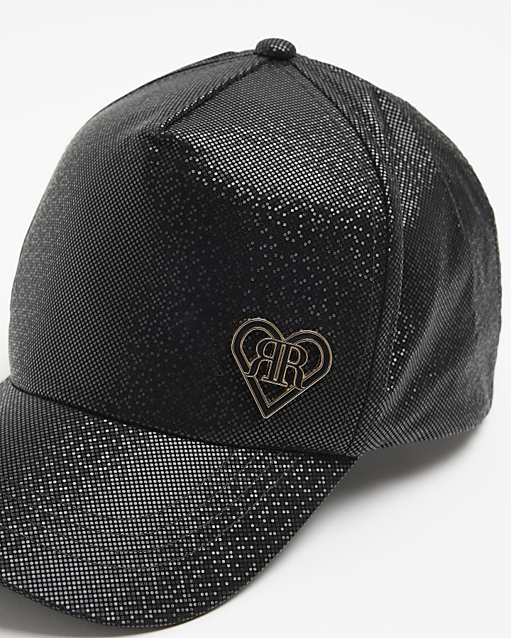 Girls black shimmer cap