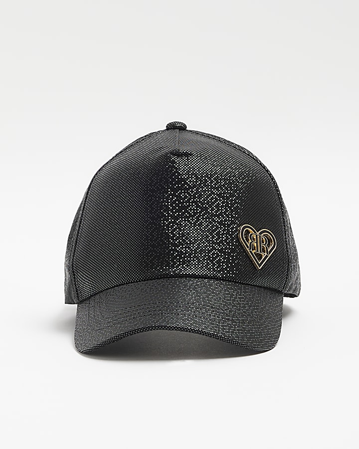 Girls black shimmer cap