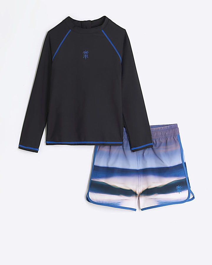 Boys Black Sunset Swim Set River Island