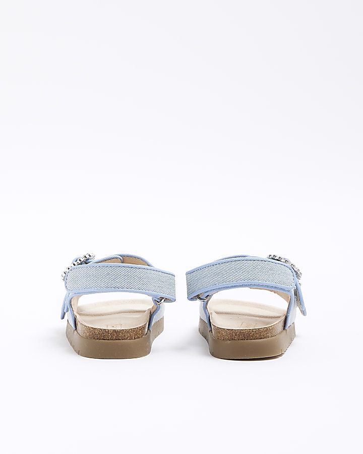 Mini girls blue denim corkbed sandals