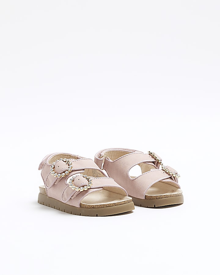 Mini girls pink corked sandals