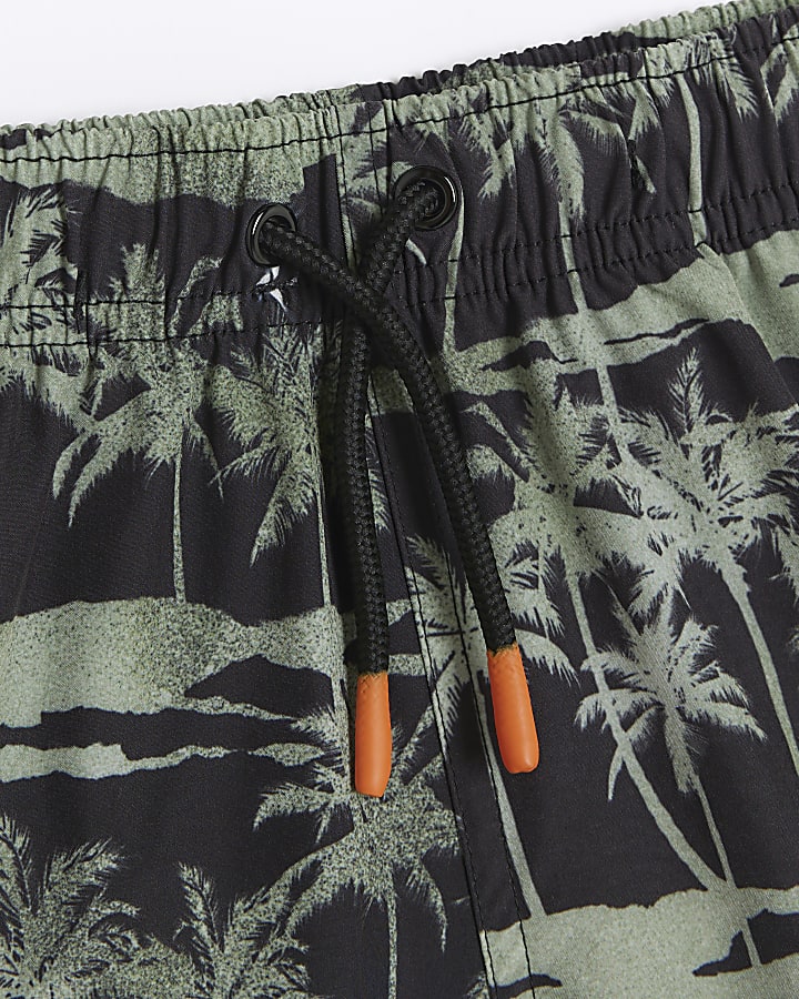 Boys black palm tree swim shorts