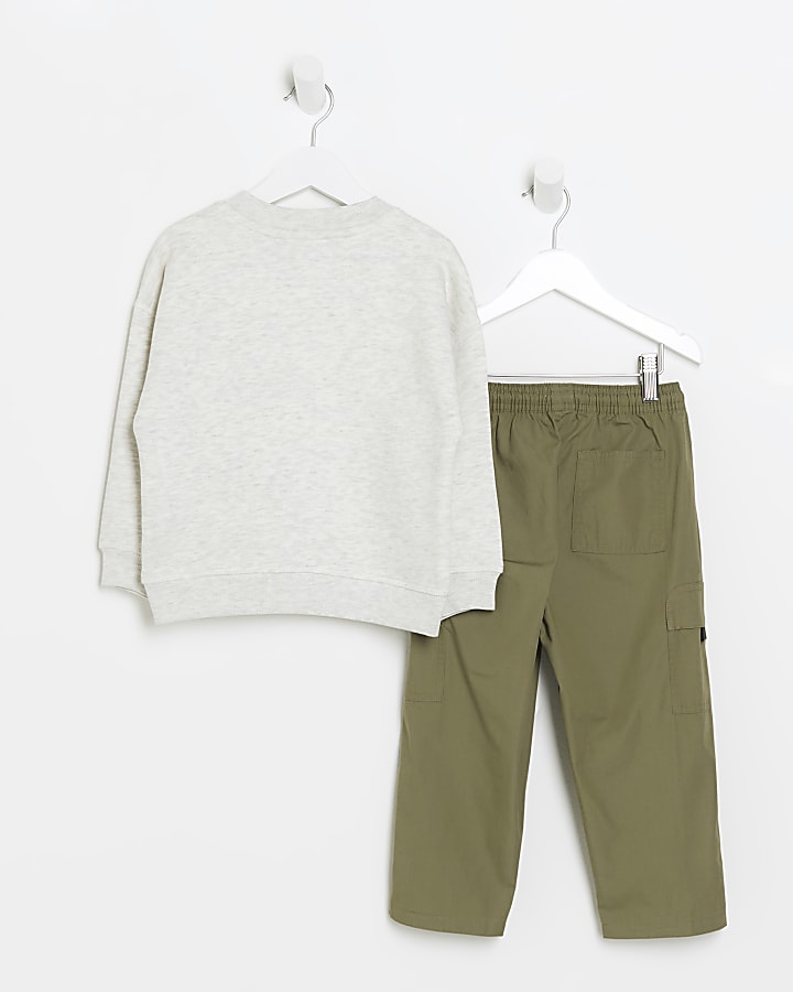 Mini boys khaki sweatshirt and joggers set