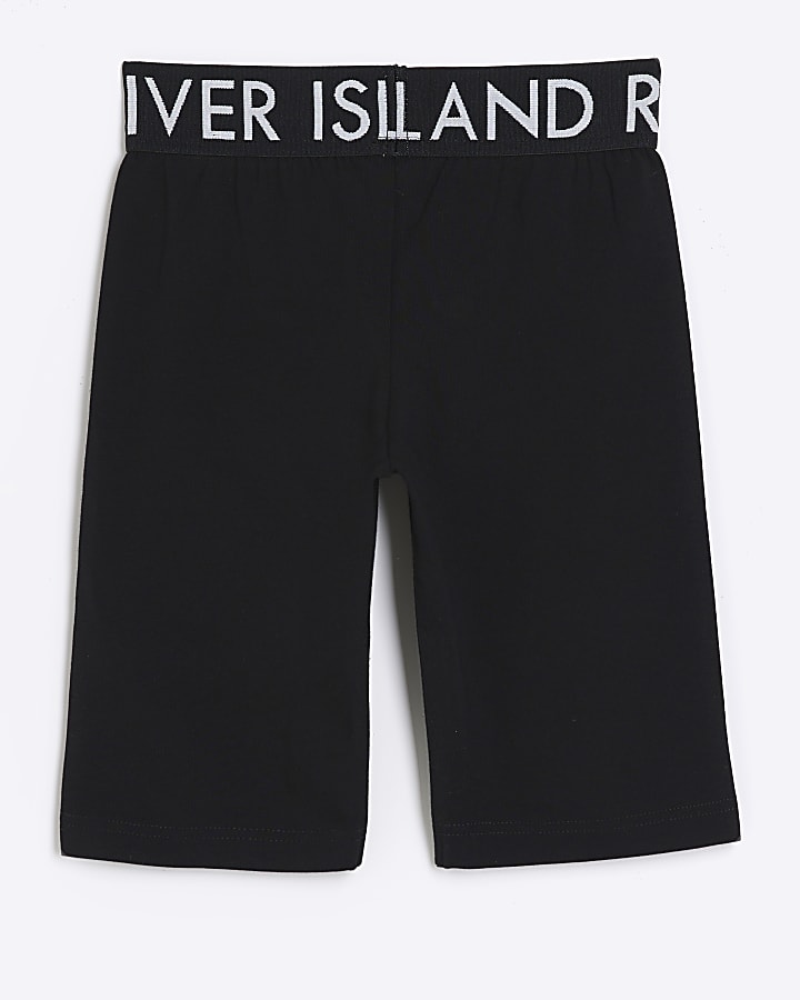 Girls black RI elasticated cycle shorts