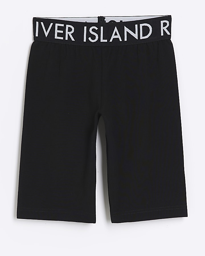 Girls black RI elasticated cycle shorts