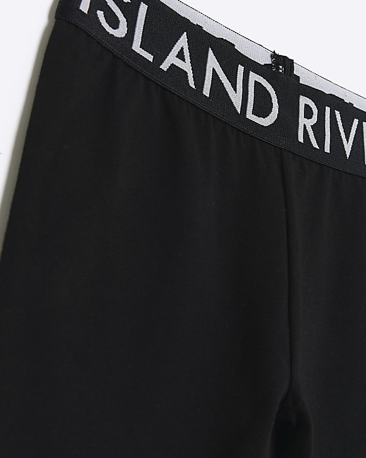 Girls black Ri elasticated leggings