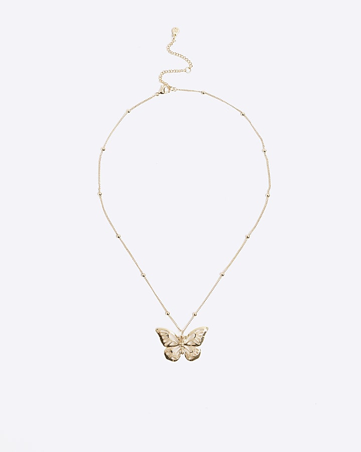 Girls gold butterfly necklace