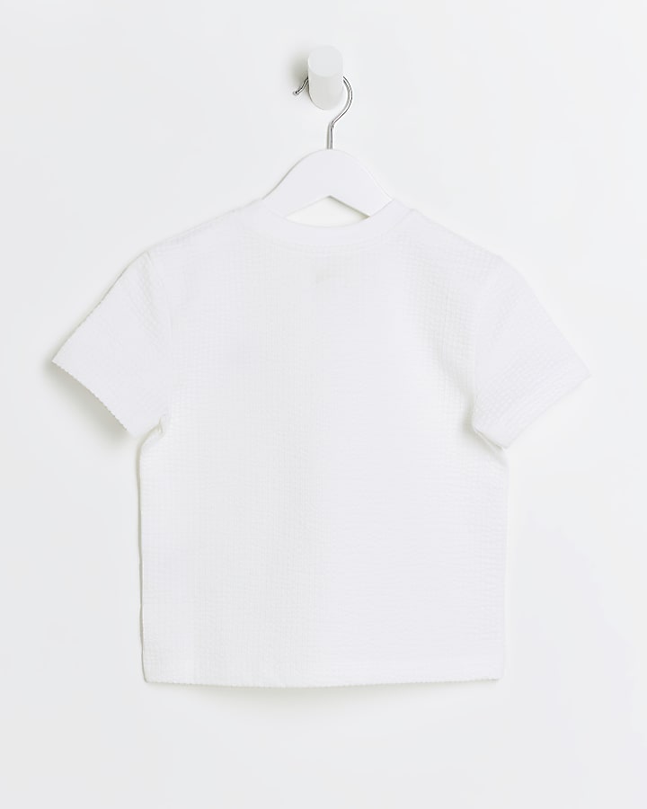 Mini boys white seersucker t-shirt