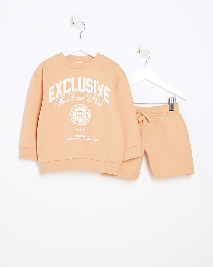 Mini coral graphic sweatshirt set