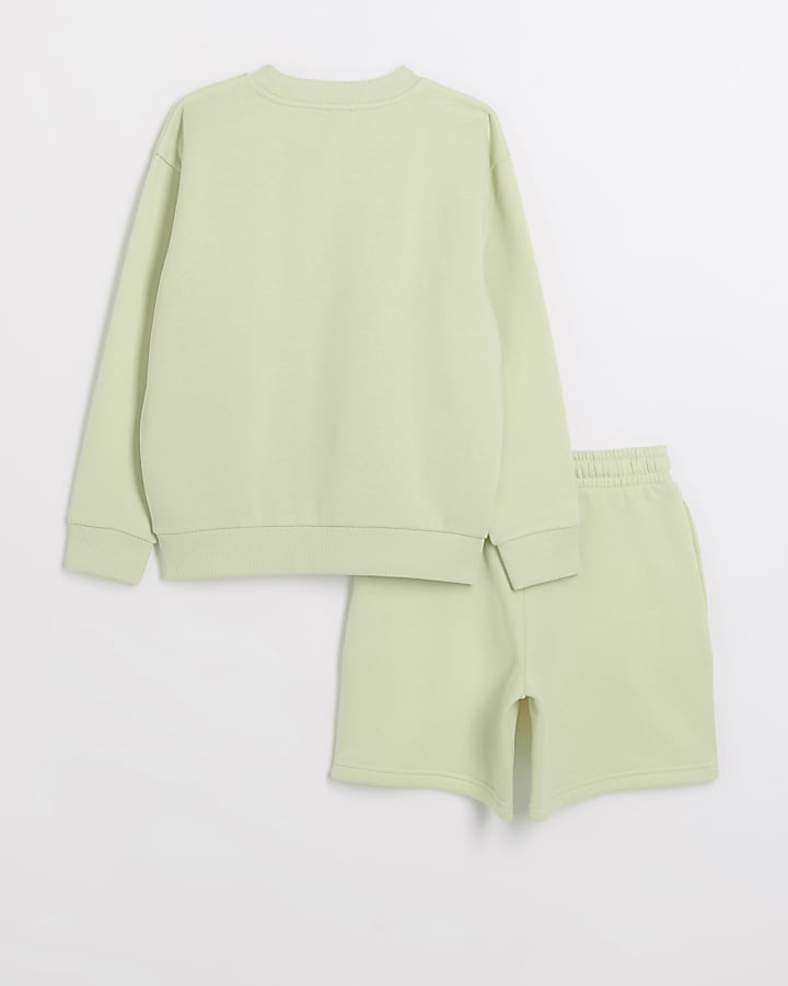 lime varsity sweat shorts set