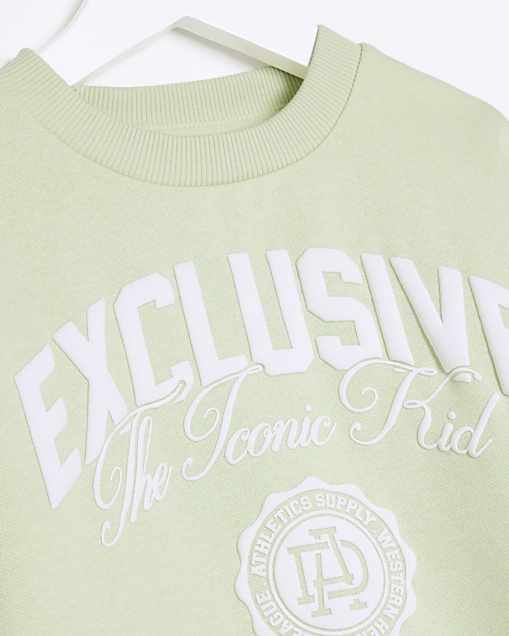 Mini lime green graphic sweatshirt set