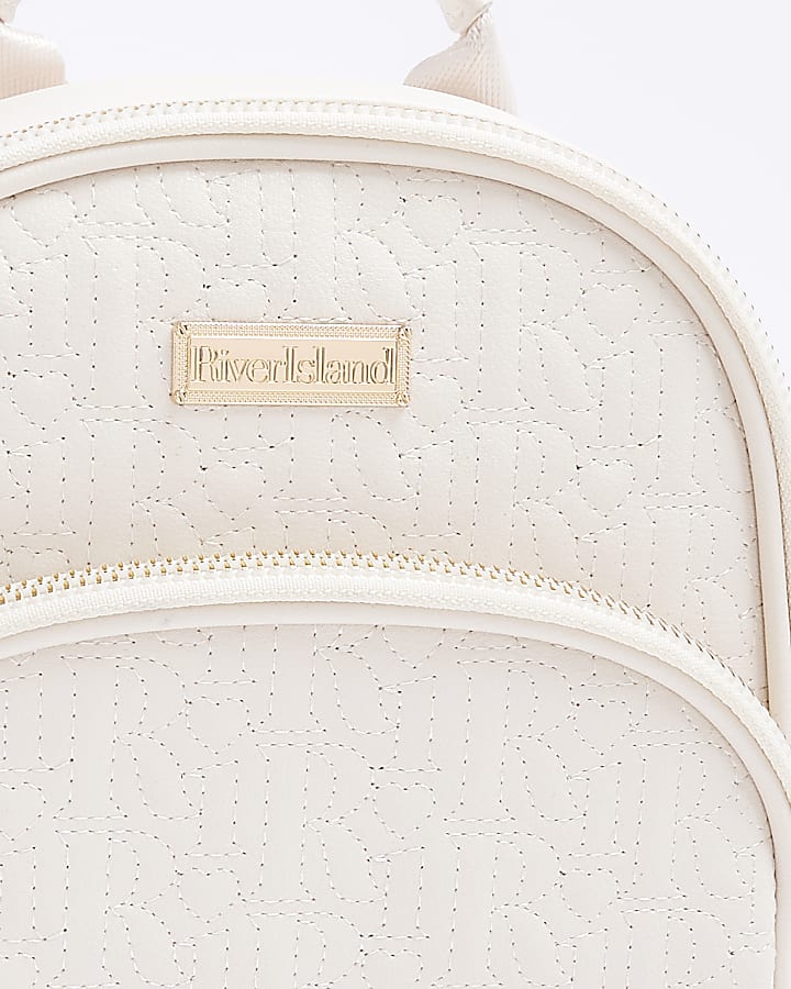 Girls cream embroidered backpack