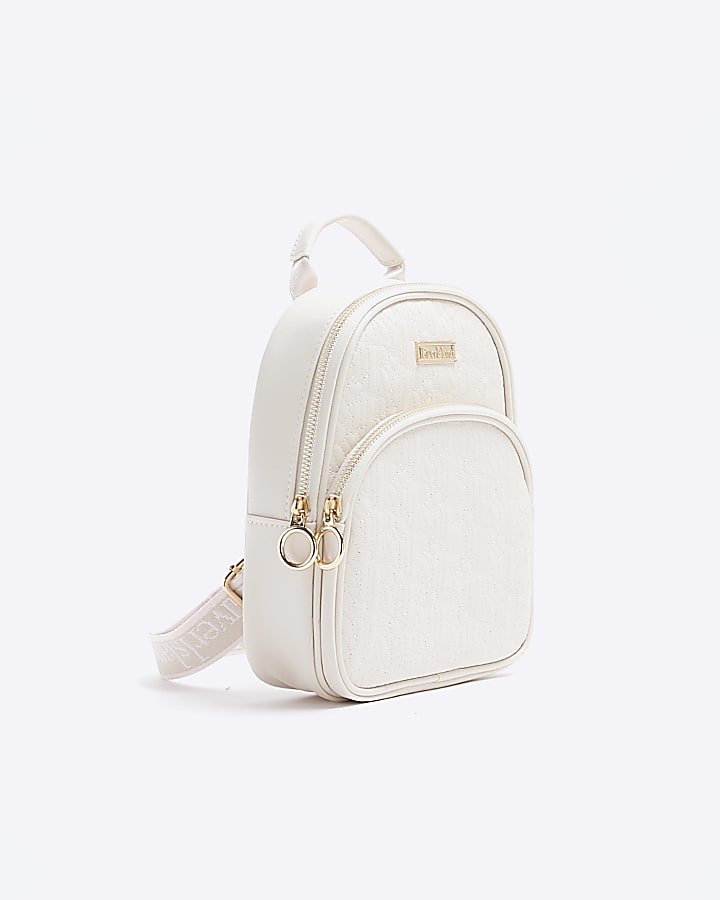 Girls cream embroidered backpack