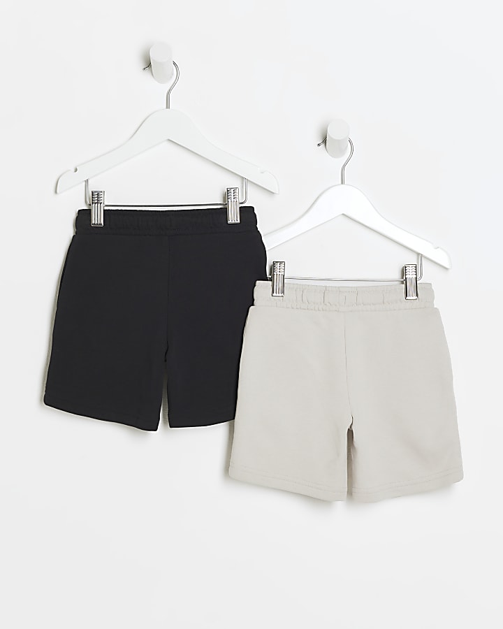 Mini Boys Black and Grey Jersey Shorts 2 pack