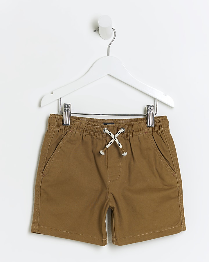 Mini boys brown pull on shorts