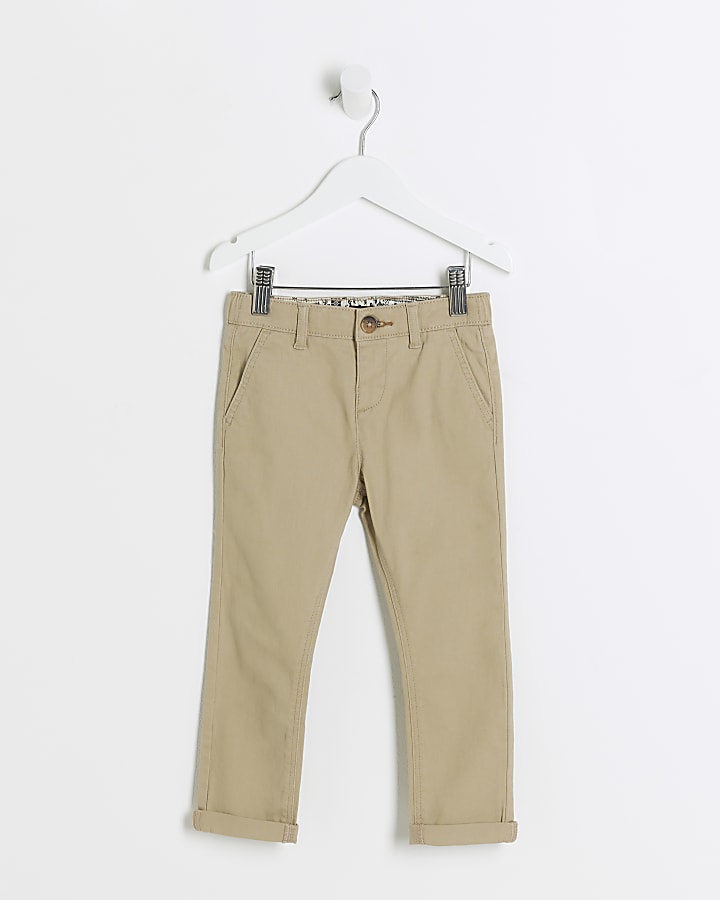 Mini boys beige casual chino trousers