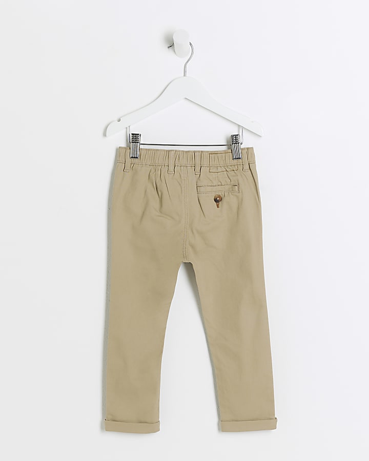 Mini boys beige casual chino trousers