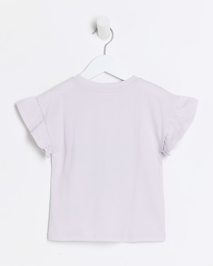 Mini girls purple embossed heart t-shirt