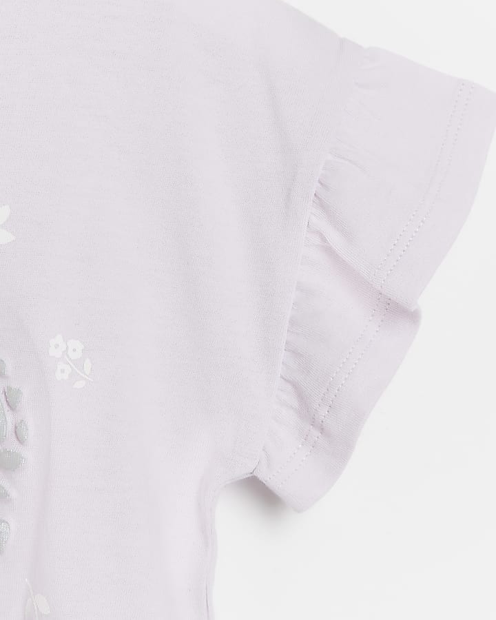 Mini girls purple embossed heart t-shirt
