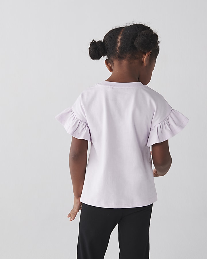 Mini girls purple embossed heart t-shirt