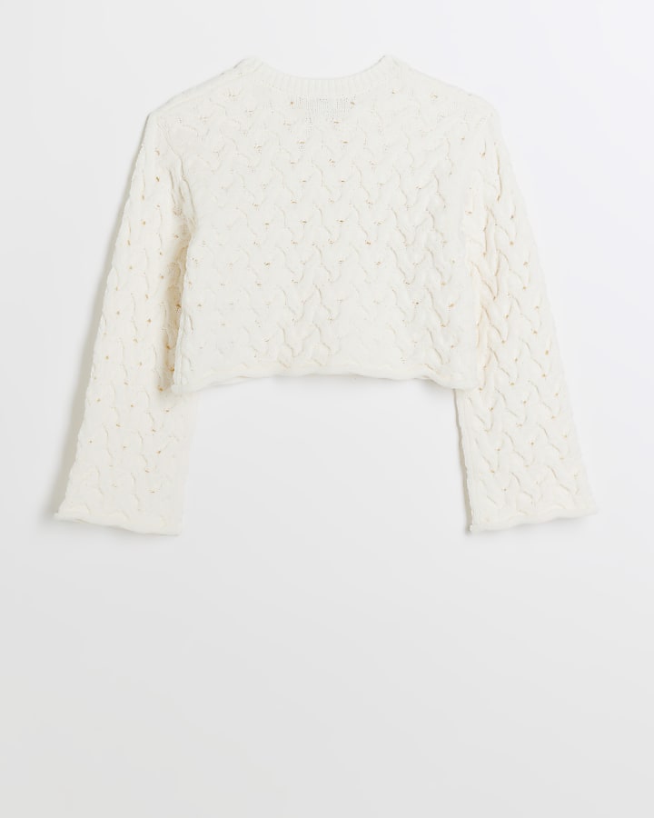 Girls cream textured jumper