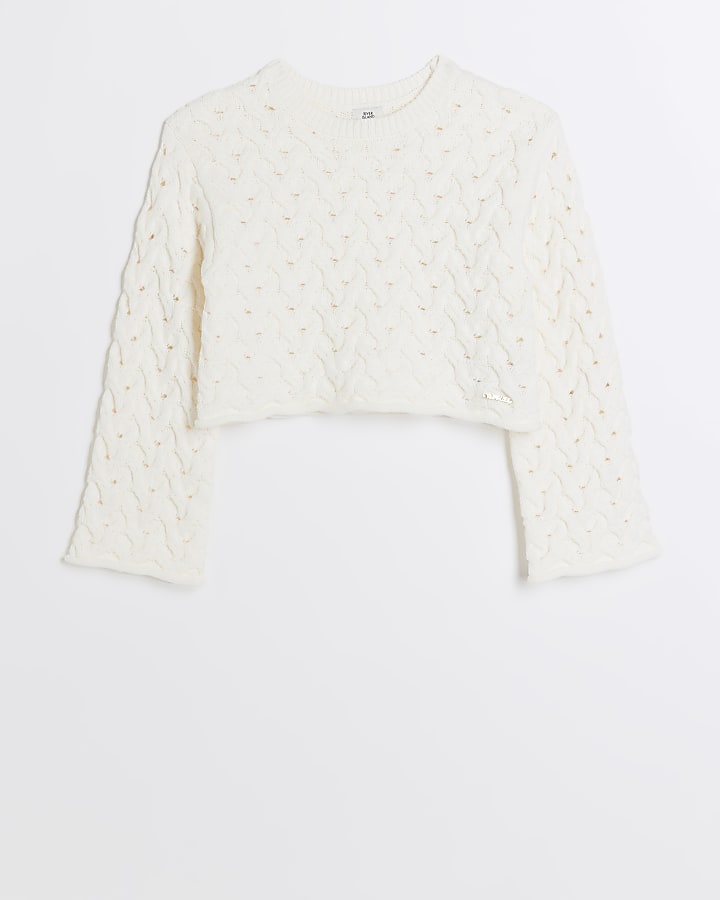 Girls cream textured jumper