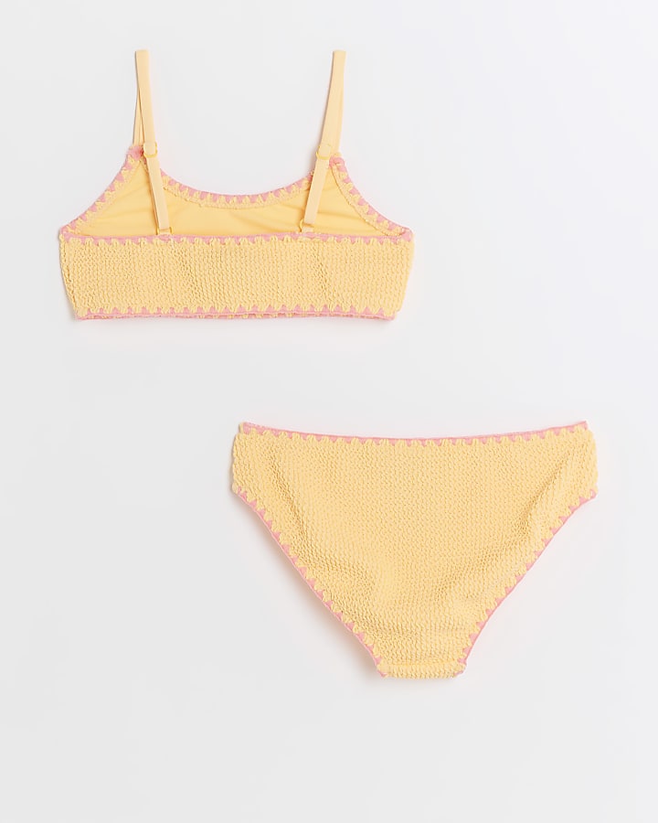 Girls orange stitch detail bikini set