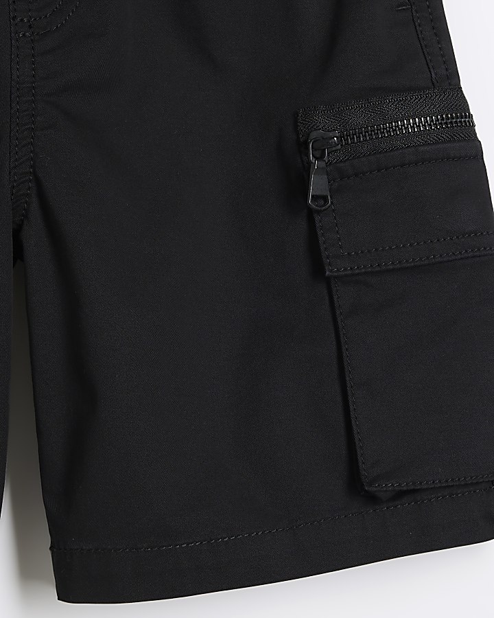 Boys black cargo shorts